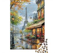 Paris Street1000pc Cardboard Eiffel Tower Jigsaw Puzzle for Adults Hard Difficult Challenge Office Break Stress Relief Home Decoration 38x26cm/1000pcs