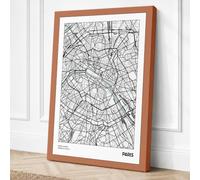Paris Streets Map Canvas Wall Art Print 36x24 Inch
