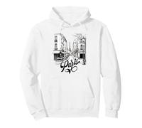Paris Streets, Paris France & Eiffel Tower Sketch Drawing Pullover Hoodie