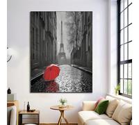 Paris Streets Pictures For Living Room | 40X50Cm Prints For Walls | Canvas Wall Art For Hallway Stairs | Room Decor | Unframed Posters | Charcoal Grey Artwork (Vintage Eifel Tower)
