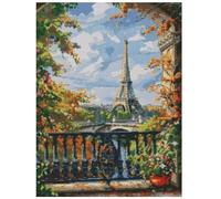 Paris Summer Cross Stitch Kit, 150x200 Stitch, 26x36cm, Cotton Counted Design