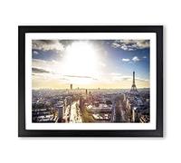 Paris Sunlight Skyline Modern Framed Print | A3 Black Framed Wall Art | Ready to Hang | Modern Cityscape Picture | Living Room Bedroom Lounge Office