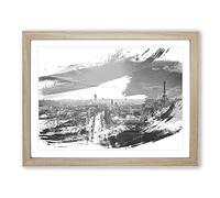 Paris Sunlight Skyline V1 Modern Framed Print | A3 Oak Framed Wall Art | Ready to Hang | Modern Cityscape Picture | Living Room Bedroom Lounge Office