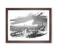 Paris Sunlight Skyline V1 Modern Framed Print | A3 Walnut Framed Wall Art | Ready to Hang | Modern Cityscape Picture | Living Room Bedroom Lounge Office