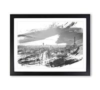 Paris Sunlight Skyline V1 Modern Framed Wall Art Print, Ready to Hang Picture for Living Room Bedroom Home Office Décor, Black A3 (46 x 34 cm)