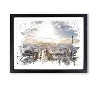 Paris Sunlight Skyline V3 Modern Framed Print | A4 Black Framed Wall Art | Ready to Hang | Modern Cityscape Picture | Living Room Bedroom Lounge Office
