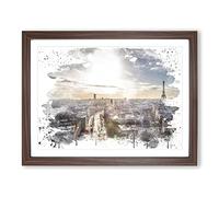 Paris Sunlight Skyline V3 Modern Framed Wall Art Print, Ready to Hang Picture for Living Room Bedroom Home Office Décor, Walnut A3 (46 x 34 cm)