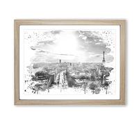 Paris Sunlight Skyline V4 Modern Framed Print | A4 Oak Framed Wall Art | Ready to Hang | Modern Cityscape Picture | Living Room Bedroom Lounge Office