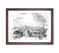 Paris Sunlight Skyline V4 Modern Framed Wall Art Print, Ready to Hang Picture for Living Room Bedroom Home Office Décor, Walnut A4 (34 x 25 cm)