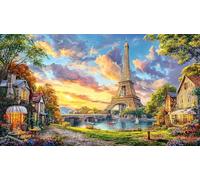Paris-Sunset-Landscape Educational Games 1000 Pieces Jigsaw Puzzle for Adults Wall Decoration and Gifts Beautiful Decoration Puzzle for Adults Kids 38x52/1000pcs