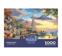 Paris Sunset River Scene 1000 Pieces Jigsaw Puzzles Engaging Family Games Paris Canal Landscape Jigsaw Puzzle Unique Puzzle Gift for Adults & Families 52x38cm/1000pcs