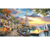 Paris-Sunset-River-Scene Jigsaw Puzzle 1000 Pieces Impossible Hard Difficult Educational Games for Adults Kids Great Gift Idea for Relaxation 38x52/1000pcs