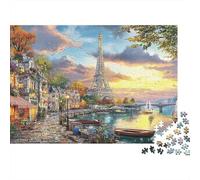 Paris Sunset River Scene Puzzles 1000 Piece for Adults Jigsaw Puzzle Challenging Games 38x26cm
