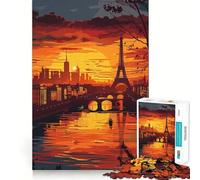 Paris Sunset Scenic View 1000 Piece Jigsaw Puzzles for Adults Teenagers Brain Play Peaceful Fun Sharp Edge Memorable Gift (38x52cm)