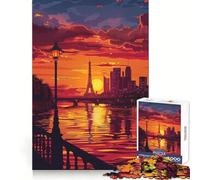 Paris Sunset Scenic View 1000 Piece Jigsaw Puzzles for Adults Teenagers Brain Play Peaceful Fun Sharp Edge Memorable Gift (50x75cm)