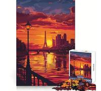 Paris Sunset Scenic View 1000 Pieces Jigsaw Puzzles for Teenagers Wise Think Toy Calm Fun Clear Cut Art Collectible (38x52cm)