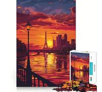 Paris Sunset Scenic View 1000 Pieces Jigsaw Puzzles for Teenagers Wise Think Toy Calm Fun Clear Cut Art Collectible (38x52cm)