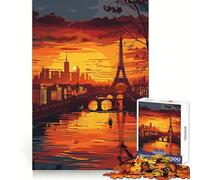 Paris Sunset Scenic View Hard Jigsaw Puzzle for Adults 1000 Pieces Think Toy Peaceful Fun Clean Cut Fine Art Piece (50x75cm)