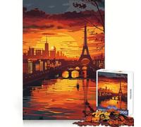 Paris Sunset Scenic View Jigsaw Puzzles for Adults 1000 Mind Exercise Toy Relax Time Design Assembly (38x26cm)