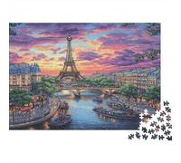 Paris Sunset View 1000 Pieces Puzzles Beautiful View Eiffel Seine Dawn Home Decoration Educational Game Gifts Puzzles for Adults Jigsaw Puzzles for Adults 38x26cm/1000pcs