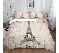 Paris Super King Size Duvet Cover Sets France Bedding Soft Breathable Microfiber 3D Quilt Covers 260x220 cm with Zipper Closure and 2 Pillowcases b-2868
