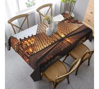 Paris Tablecloth Rectangular 140x260 cm - Extra Large 3D Printed Urban Architecture Pattern Table Cover and Table Cloth - Wipe Clean Waterproof Polyester Fabric for Garden, Kitchen, Party 7763v