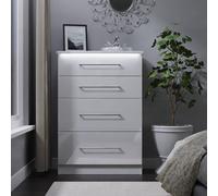 Paris Tall Chest of Drawers White 4 Drawers 77cm