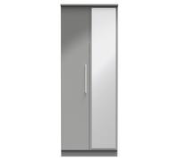 Paris Tall Mirror Wardrobe Grey 1 Shelf 74cm