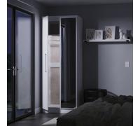 Paris Tall Mirror Wardrobe White 1 Shelf 74cm
