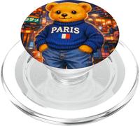 Paris Teddy Bear Street Stories Illustration Graphic Designs PopSockets PopGrip for MagSafe