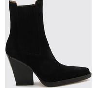 PARIS TEXAS Dallas Suede Western Chelsea Boots with High Flared Heel - Size: 36 - female