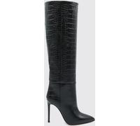 PARIS TEXAS Knee-High Croc-Embossed Leather Boots with Stiletto Heel - Size: 38½ - female