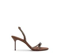 Paris Texas Lidia 70 Crystal-embellished Crepe Sandals - Brown - 37 (IT37/ UK4)