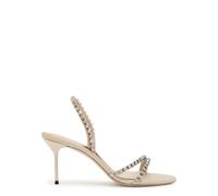 Paris Texas Lidia 70 Crystal-embellished Crepe Sandals - Ivory - 39 (IT39/ UK6)