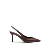 Paris Texas Lidia 70 Crystal-embellished Satin Slingback Pumps - Brown