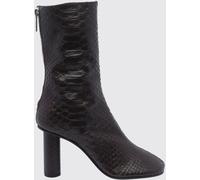 PARIS TEXAS Python-Effect Leather Calf-High Boots with Block Heel - Size: 36½ - female
