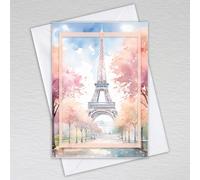 Paris Themed Blank Note Cards with Envelopes Chic Artist French Style: Watercolour Eiffel Tower Note Cards (Pack of 50 with Envelopes)
