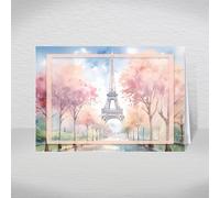 Paris Themed Place Cards for Weddings, Anniversaries and Special Occasions, Chic Artist French Style: Watercolour Eiffel Tower Table Name Cards (Pack of 50 Without Envelopes)