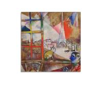 Paris through The Window by Marc Chagall Painting Art Poster Art Print Wall Photo Paint Hanging Picture Family Bedroom Decor 16x16inch(40x40cm)