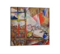 Paris through The Window by Marc Chagall Painting Art Poster Home Decor Wall Art Hanging Picture Print Bedroom Decorative Room Aesthetic 28x28inch(70x70cm)