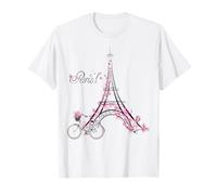Paris Tour Eiffel Avec Vélo Filles Garçons Voyage Vacances T-Shirt
