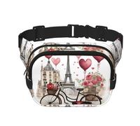 Paris Tower Bicycle Print Waist Pack Square Waist Bag Workout Hiking Running Travel Gym Pretty Zipper Fashion