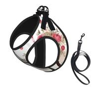 Paris Tower Bicycle printing Puppy Harness, Dog Harness and Leash Set, Soft Mesh Reflective Breathable Lightweight Vest-Style
