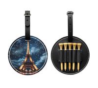 Paris Tower Black Golf tee Storage Bag, Multifunctional Golf tee Storage Bag for Men, Durable PU Material