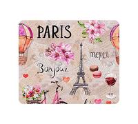 Paris Tower Gaming Mousepad Flowers Bicycle Wine Macaroons Balloon Mouse Pad Mouse Mat for Computer Desk Laptop Office 9.4"x7.9" Non-Slip Rubber