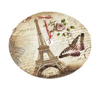 Paris Tower Printing Christmas Tree Skirt With 3 Red Rope Ties Xmas Trees Mat Soft Farmhouse Holiday Decoration