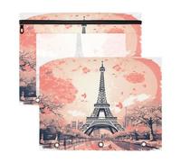 Paris Tower Sketchy Art 3 Ring Binder Clear Binders Pencil Pouches Bags Case(2 Pack)