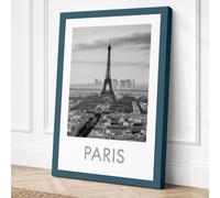 Paris Tower Storm Vintage Canvas Wall Art Print 24x16 Inch | Teal