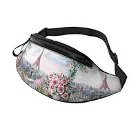 Paris Tower with Flowers Waist Pack Fanny Packs for Men Women Waist Bag with Adjustable Strap for Running Travel Hiking Dog Walking Workout
