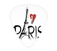 Paris Tower With Red Heart Guitar Pick 12 Packs Guitar Plectrums Best Musical Gift Including 0.46mm/0.71mm/0.96mm